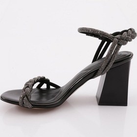Resim Dgn 806 Kadin Silver Taş Burgulu Topuklu Sandalet 806-1922-R2004 Siyah 