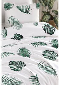 Resim Baskılı Pike Takımı Çift Kişilik Dominik Beyaz Beyaz 