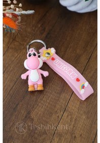 Resim Unicorn Yazılı Açık Pembe Renk Silikon Anahtarlık 