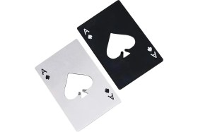 Resim Feyza Design Çiftli Paslanmaz Çelik Poker Kart Şişe Açacağı Seti 