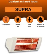 Resim GOLDSUN Supra 1500 Watt GSS15 Kumandasız Suya Dayanıklı Elektrikli İnfrared Isıtıcı-Beyaz 