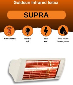 Resim GOLDSUN Supra 1500 Watt GSS15 Kumandasız Suya Dayanıklı Elektrikli İnfrared Isıtıcı-Beyaz 