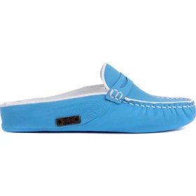 Resim Sail Laker's Mavi Deri Kadın Ev Terliği 