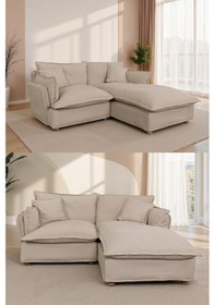 Resim Lavinia Giydirilebilir Kılıflı Köşe Koltuk Krem 