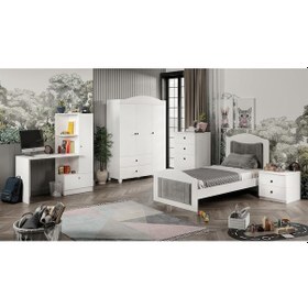 Resim Torino Genç Odası, Çalışma Masası ve Kitaplık Beyaz 