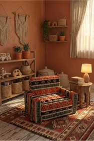 Resim LENSA HOME Çocuk Koltuğu Komple Sünger Katlanabilir Yataklı Minder Yatak (0-4 YAŞ) SİYAH KİLİM DESEN 