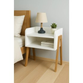 Resim Kydonia Home Masif Ahşap Ayaklı Mdf Komodin – Iskandinav Tarzı Modern Doğal ve Şık Görünüm 