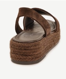 Resim Yargıcı Jüt Tabanlı Deri Espadril Sandalet 25ykay4033x 208 Kahverengi 