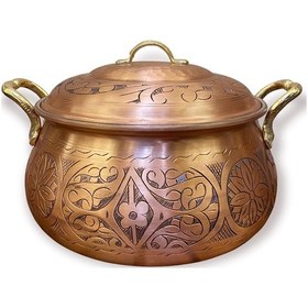 Resim İşlemeli Bakır Güveç Tencere No:3 Bakır - Siyah 