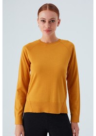 Resim Peraluna Vanessa Pullover Merino Yünlü Yanları Yırtmaçlı Ince Kadın Triko Kazak Sarı-sarı Sarı 