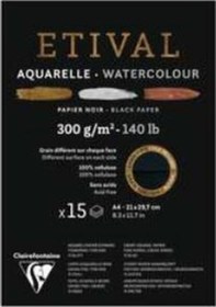 Resim Clairefontaine Etival Siyah Sulu Boya Blok 300G 15 Yaprak A4 