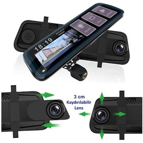 Resim Novatek Nt910+32Gb Hafıza 10 Inç Dokunmatik Dikiz Aynalı Kamera 