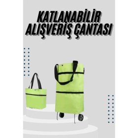 Resim Katlanabilir Tekerlekli Çantalı Çarşı Pazar Arabası Alışveriş Çantası Piknik Çantası Td 