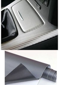 Resim Karbon Fiber Folyo Hava Kanallı Araç Döşeme Kaplama Folyosu Gri 30 Cm X 1 Metre 