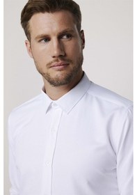 Resim Tudors Modern Slim Fit Pamuklu Kolay Ütü Armürlü Erkek Beyaz Gömlek-4183-beyaz Beyaz 