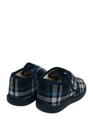 Resim KU&PA SHOES Pas Laci Ekose Nakışlı Kids Çocuk Unisex Panduf Ayakkabı Cırtlı Kaydırmaz Taban Ev Patiği KP-2009 