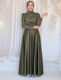Resim Zümrüt Tesettür Abiye - Haki / 40 