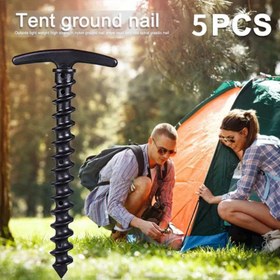 Resim 5'li Paket Naylon Çadır Kazıkları, Kampçılık, Balık Tutma ve Açık Hava Aktiviteleri için Hafif Spiral Zemin Ankrajları - Güvenli Çadır Kurulumu için Dayanıklı Poliamid Sabitleme Çivileri 