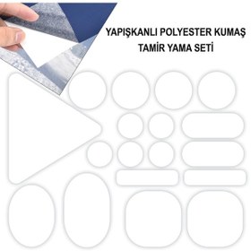 Resim Yapışkanlı Polyester Kumaş Mont Tamir Yaması 36 Adet Beyaz 