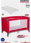 Resim North Kırmızı Oyun Parkı 60x120cm Yatak Hediyeli 
