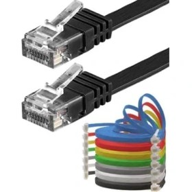 Resim Cat6 Yassı RJ45 Ethernet (Network, Internet) Kablosu (15 Metre, Siyah) 