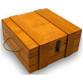 Resim Sarı Meşe Ahşap Kilitli Anı Kutusu 27x27x12cm K Amaçlı 