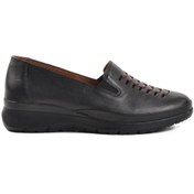 Resim Aspor Siyah Hakiki Deri Ortopedik Kadın Düz Rahat Günlük Ayakkabı Çok Renkli 