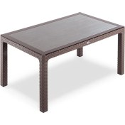 Resim Novussi Classi 150G Rattan Dikdörtgen Camli Masa - Kahverengi 