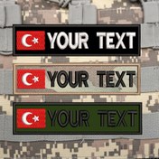 Resim [1pc Özelleştirilebilir Türk Bayrağı Nakış Emblemi] Özelleştirilebilir Türk Bayrağı Nakış Emblemi, Askeri Kamuflaj Yeşil & Siyah, Taktik İsim Bantı ile Çift Taraflı Arka, Yelek, Sırt Çantası ve Ekipman Dekorasyonu için 