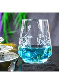 Resim Decocia Kazaan 6 Adet Su ve Meşrubat Bardağı 425cc Sürgün Desenli Şeffaf 