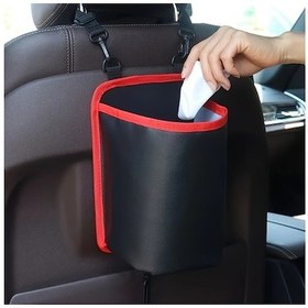 Resim Hightower Kırmızı Siyah Katlanır Araç Çöp Kutusu - Ön Arka Koltuk Düzenleyici, Dayanıklı Süet Deri, Kompakt 