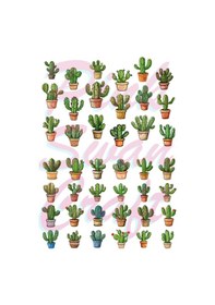 Resim Suluboya Kaktüsler Seti, Bullet Journal, Scrapbook, Planlayıcı, Ajanda, Sticker Seti Diğer 