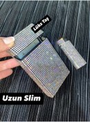 Resim Lüks Taş Sigara Kutusu Ve Çakmak (UZUN SLİM)pembe Janjanlı 