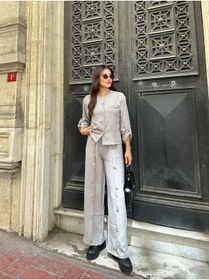 Resim ikomteks Düğme Detaylı Pantolonlu Takım 