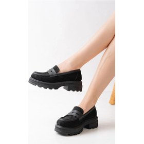 Resim 746-759 Siyah Süet Günlük Yüksek Tabanlı Loafer Ayakkabı Çok Renkli 