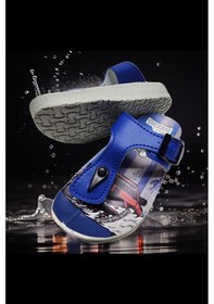 Resim Çocuk Günlük Parmak Arası Araba Baskılı Plaj,deniz,havuz Terliği Lacivert 