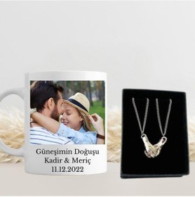 Resim Kişiye Özel Kupa Bardak Ve Mıknatıslı El Ele Çift Kolyesi 