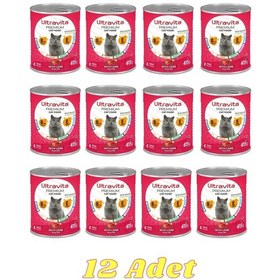 Resim Ultravita Proteinli Kuzu Etli Konserve Yaş Kedi Maması 12 x 415 G 