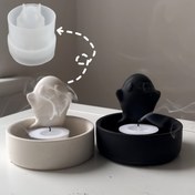 Resim Reçine Kalıbı Mum Tutucu Halloween Çay Işığı Silikon Kalıpları 3D Çimento Karikatür Epoksi Reçine Sanat Hediye DIY Kil Alçı Süsler Ev Dekoru 