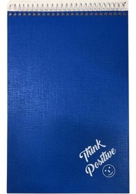 Resim Üstten Spralli Sert Kapak Bloknot 100 Yaprak Çizgili Defter 17 x 24 Cm Mavi 