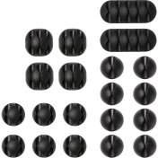 Resim Kablo Klipleri Kablo Tutucu, Çok Amaçlı Kablo Yönetim Kablosu Düzenleyici Seti Masa, Güç Kablosu, USB Şarj Kablosu, Şarj Aletleri, Ses Kablosu, 20&apos;li Paket, Siyah 