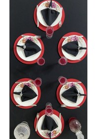 Resim Sıvı Geçirmez Dertsiz Masa Örtüsü Siyah 13 Parça Set 