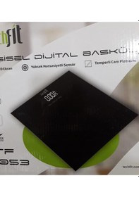 Resim Techfit Baskül Tf-1053 Düz Siyah Temperli Cam 