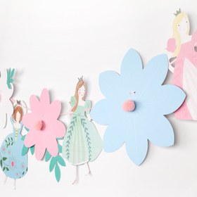 Resim Çok Renkli Prenses ve Çiçek Banner - Çok Renkli / Tek Ebat 