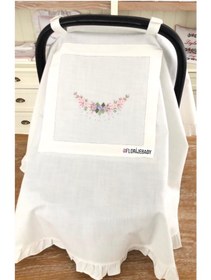 Resim Keten Puset Örtüsü Ortanca Pembeli - Bebek İsim Baş harfleri 