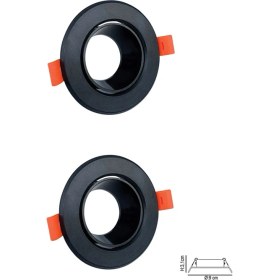 Resim AC Aydınlatma GU10 Dekoratif Yuvarlak Plastik Kasa Siyah 2 Adet 