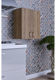 Resim Moza Çok Amaçlı Kapaklı Banyo Balkon Dolabı Ceviz 