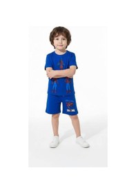 Resim Miniko Kids Erkek Çocuk Spiderman Örümcek Adam Modelli Pamuk Şortlu Takım Saks Mavisi 