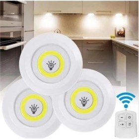 Resim Uzaktan Kumandalı 3 Lü Spot Beyaz LED Lamba Kablosuz Pilli Işıldak 
