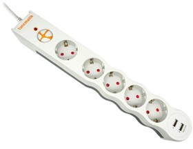 Resim Tunçmatik Powersurge TSK5015 2×USB 5’li 1.5 M Beyaz Akım Koruyucu Priz 